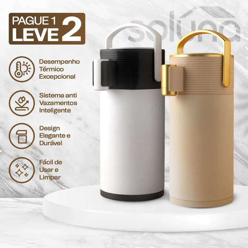 [PAGUE 1 LEVE 2] Garrafa Térmica CaféLux® + BRINDE: Conjunto 4 Xícaras de Porcelana